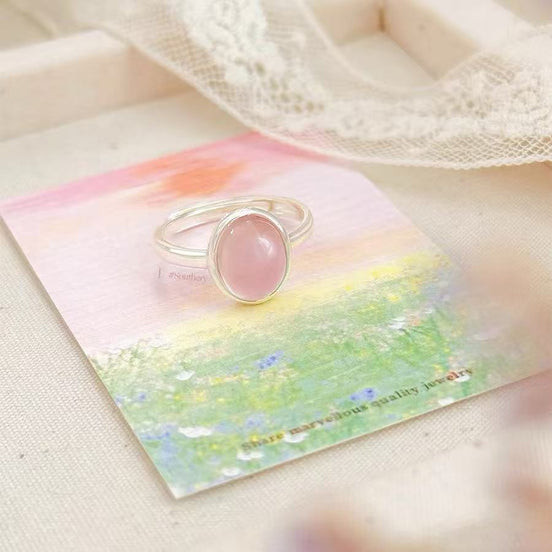 Natural Pink Chalcedony S925 Sterling Silver Ring