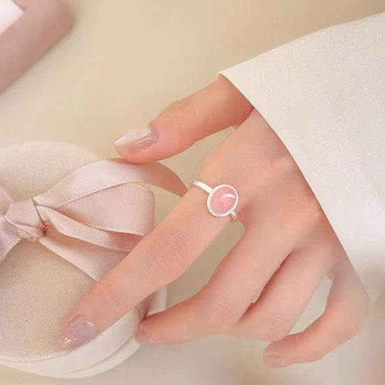 Natural Pink Chalcedony S925 Sterling Silver SET