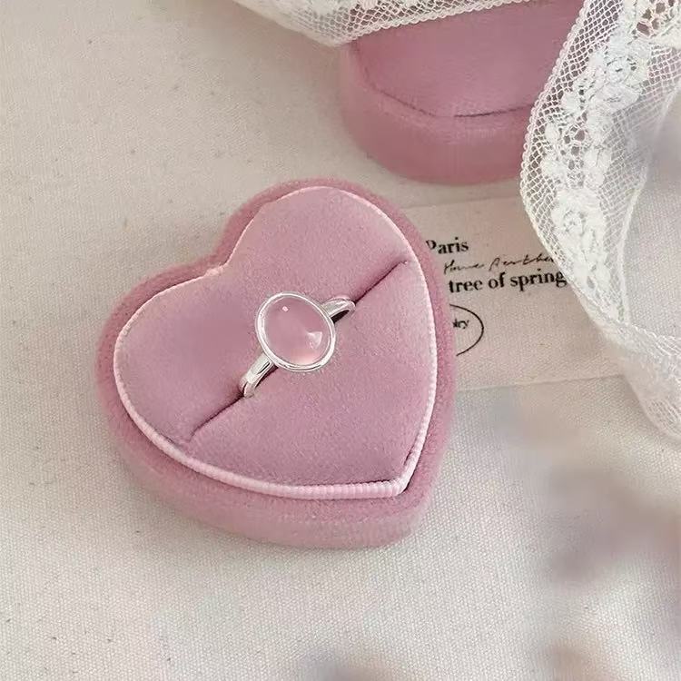 Natural Pink Chalcedony S925 Sterling Silver Ring