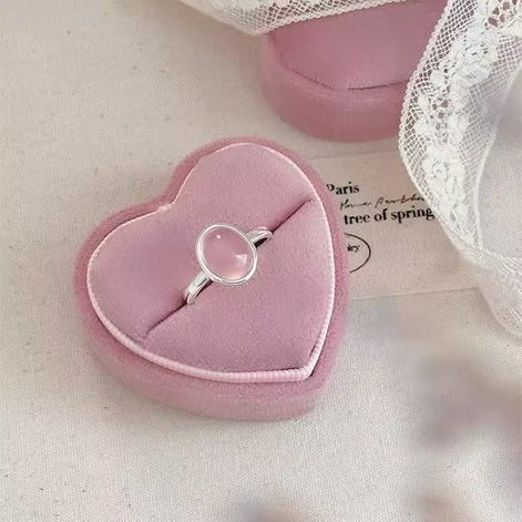 Natural Pink Chalcedony S925 Sterling Silver SET