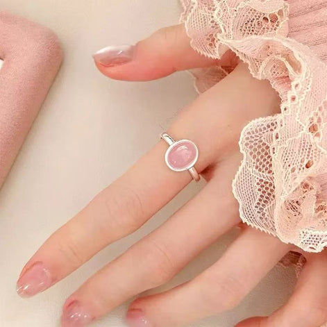 Natural Pink Chalcedony S925 Sterling Silver Ring