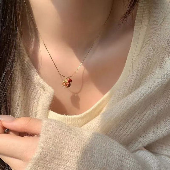 Red Pomegranate Design Necklace