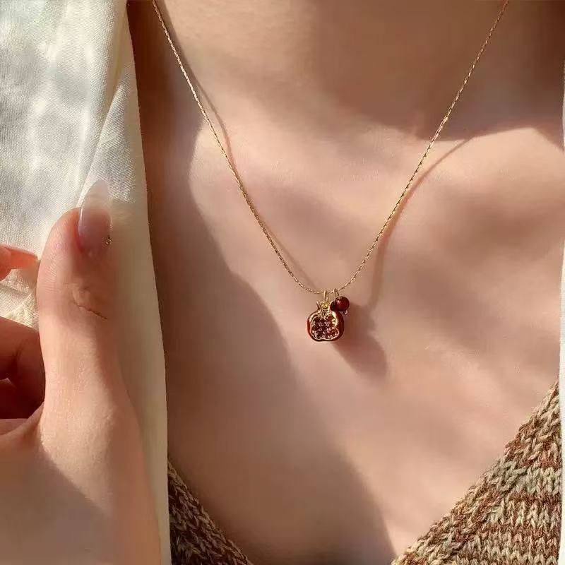 Red Pomegranate Design Necklace