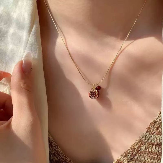 Red Pomegranate Necklace & Earring SET