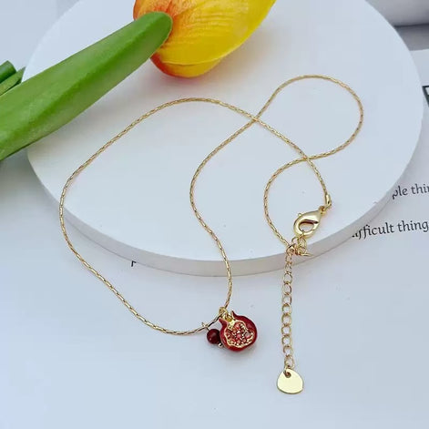 Red Pomegranate Design Necklace