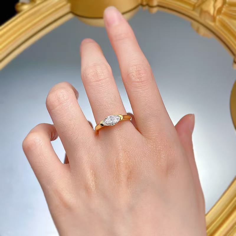 Rhombus Zircon Design S925 Sterling Silver Ring