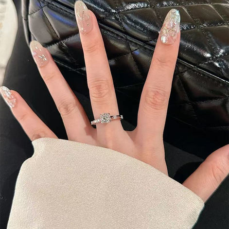 One Carat 5A Zircon Round S925 Sterling Silver Ring