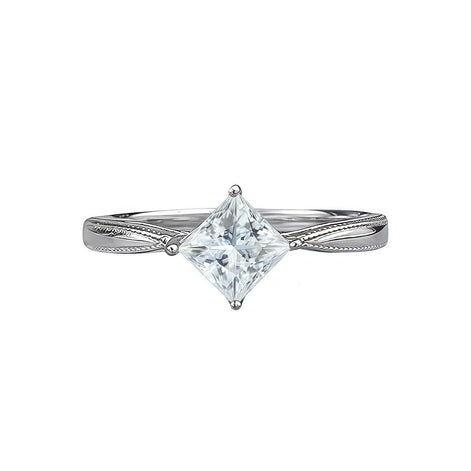 Square Design S925 Sterling Silver Ring Set with 5A Zircon