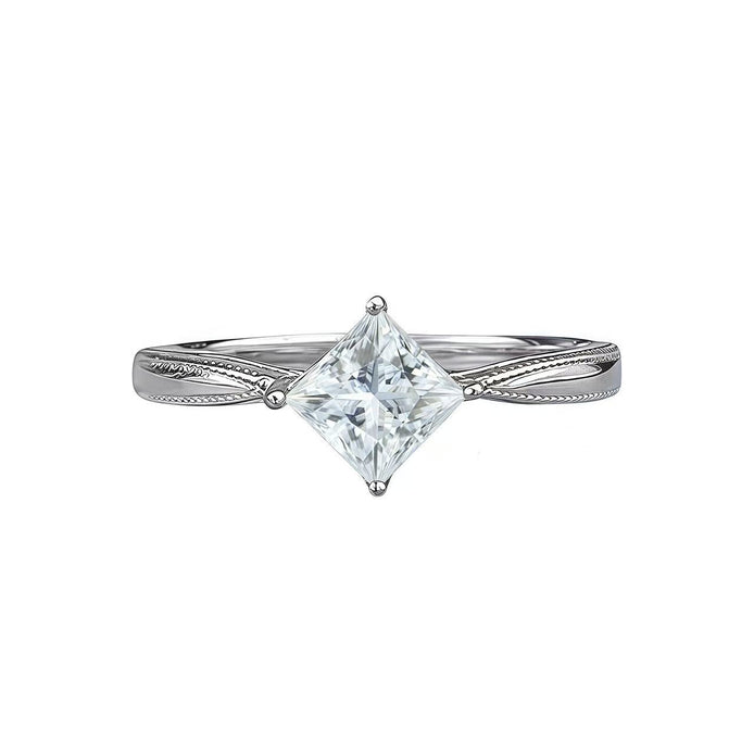 Square Design S925 Sterling Silver Ring Set with 5A Zircon