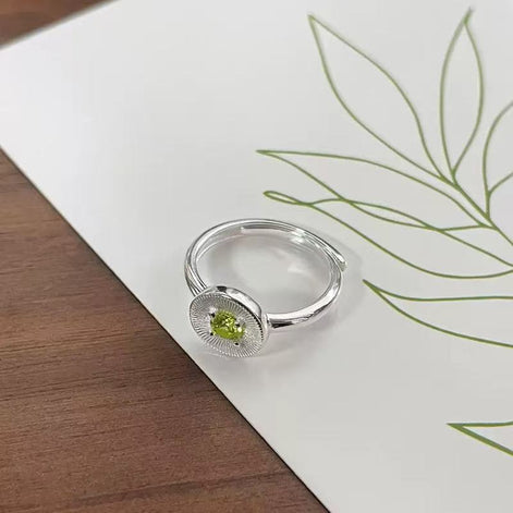 Olive Green S925 Sterling Silver Ring