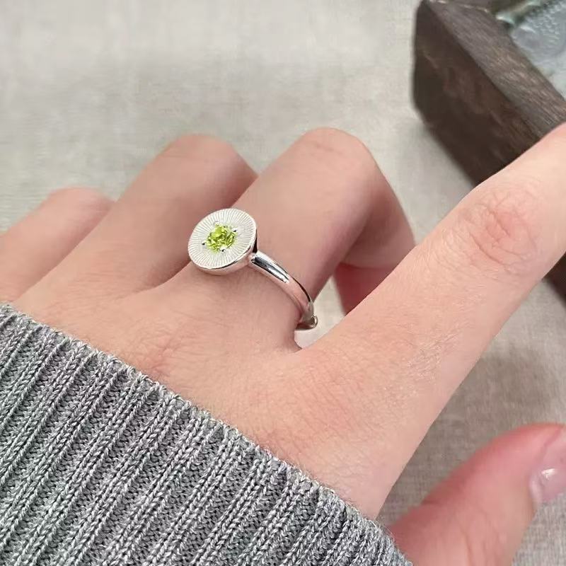 Olive Green S925 Sterling Silver Ring