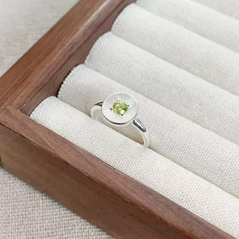 Olive Green S925 Sterling Silver Ring