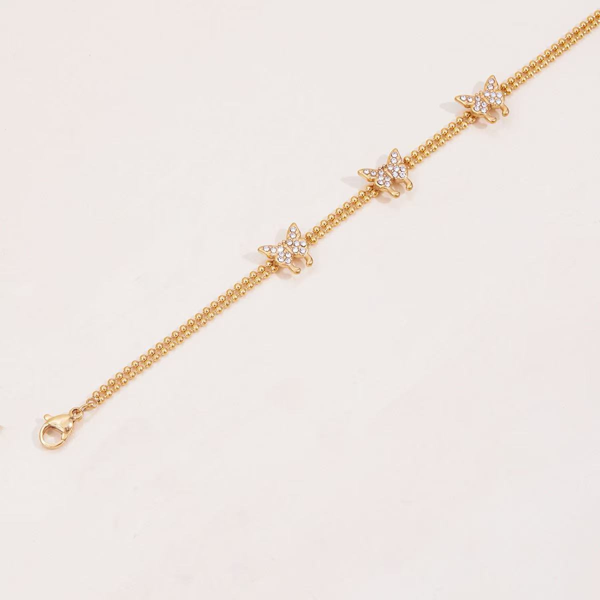 Butterfly Design Double-layer Chain Bracelet