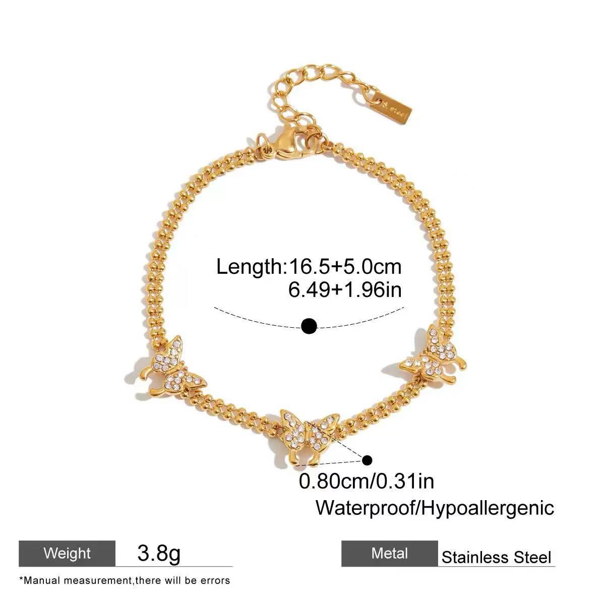 Butterfly Design Double-layer Chain Bracelet