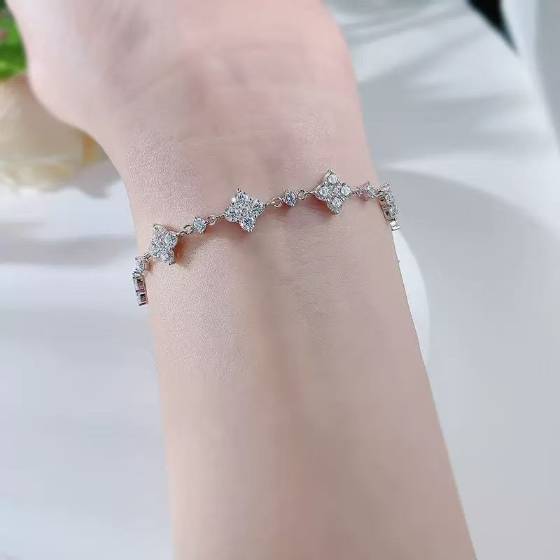 Four Leaf Clover  S925 Bracelet Set with Full Diamond