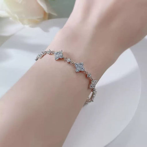 Four Leaf Clover  S925 Bracelet Set with Full Diamond