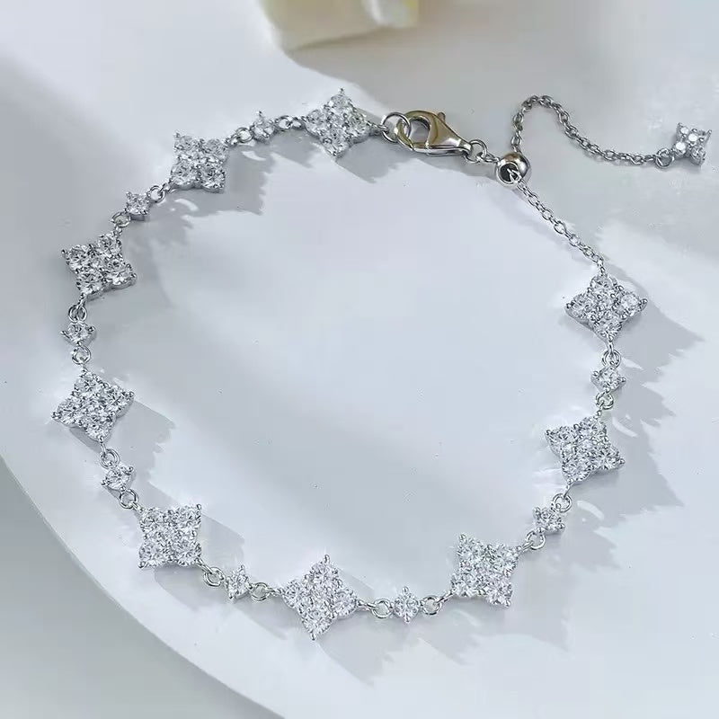 Four Leaf Clover  S925 Bracelet Set with Full Diamond