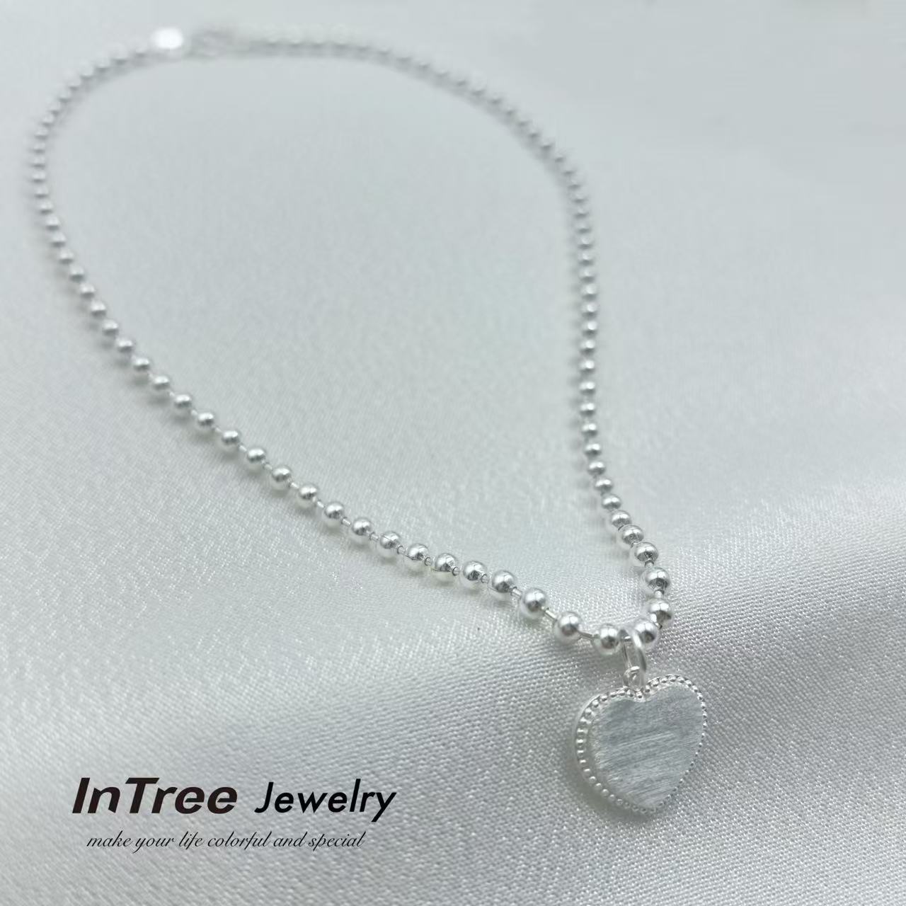 S990 Sterling Silver Necklace with Love Heart Peadant