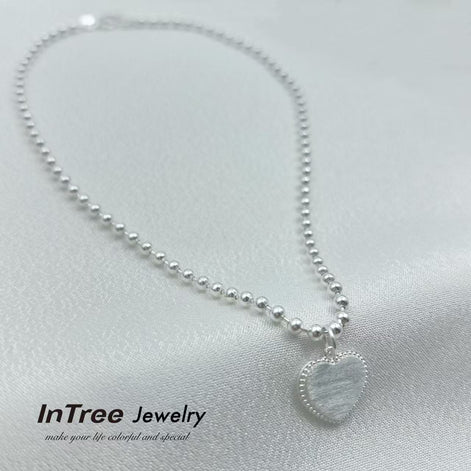 S990 Sterling Silver Necklace with Love Heart Peadant