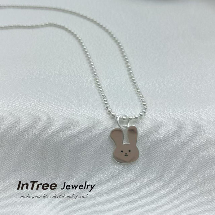 S925 Sterling Silver Bead Chain Rabbit Necklace