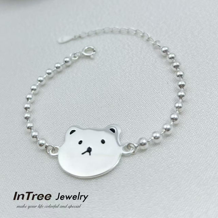 S925 Sterling Silver Bead Design Bear Bracelet