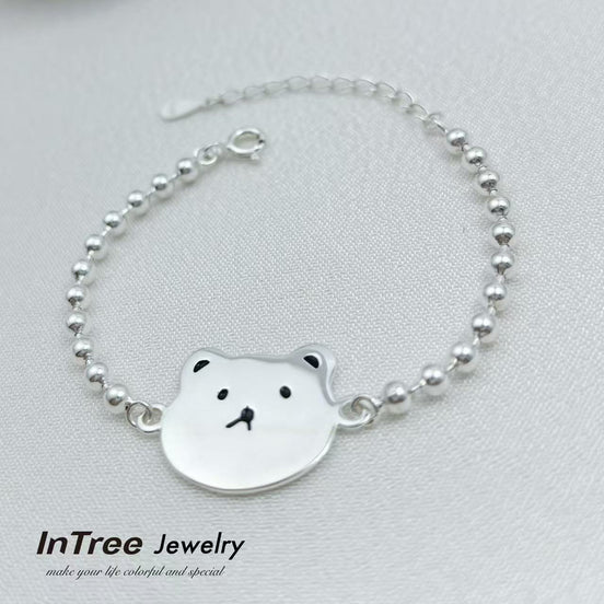 S925 Sterling Silver Bead Design Bear Bracelet