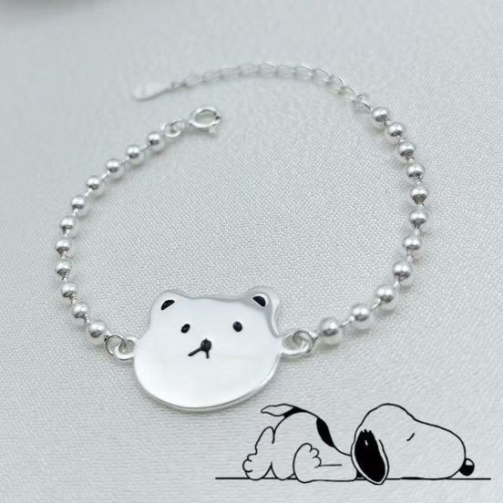 S925 Sterling Silver Bead Design Bear Bracelet