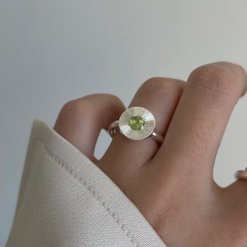 Olive Green S925 Sterling Silver Ring