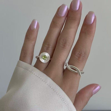Olive Green S925 Sterling Silver Ring