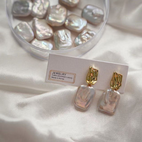 Baroque Pearl Square Earring