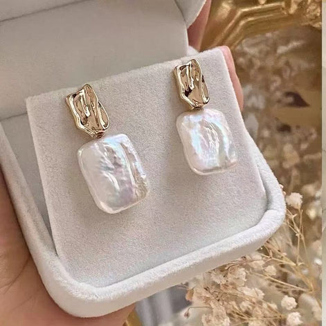 Baroque Pearl Square Earring