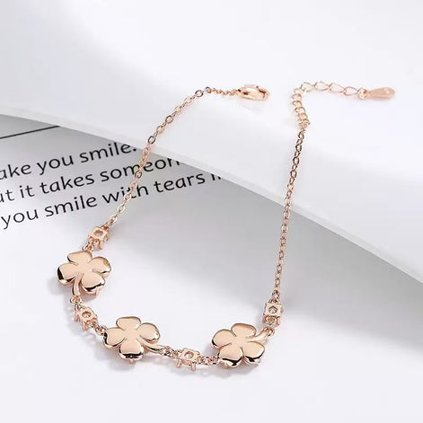 Rose Gold Four-leaf Clover S925 Sterling Silver Bracelet
