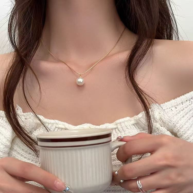 S925 Sterling Silver Crystal Pearl Necklace