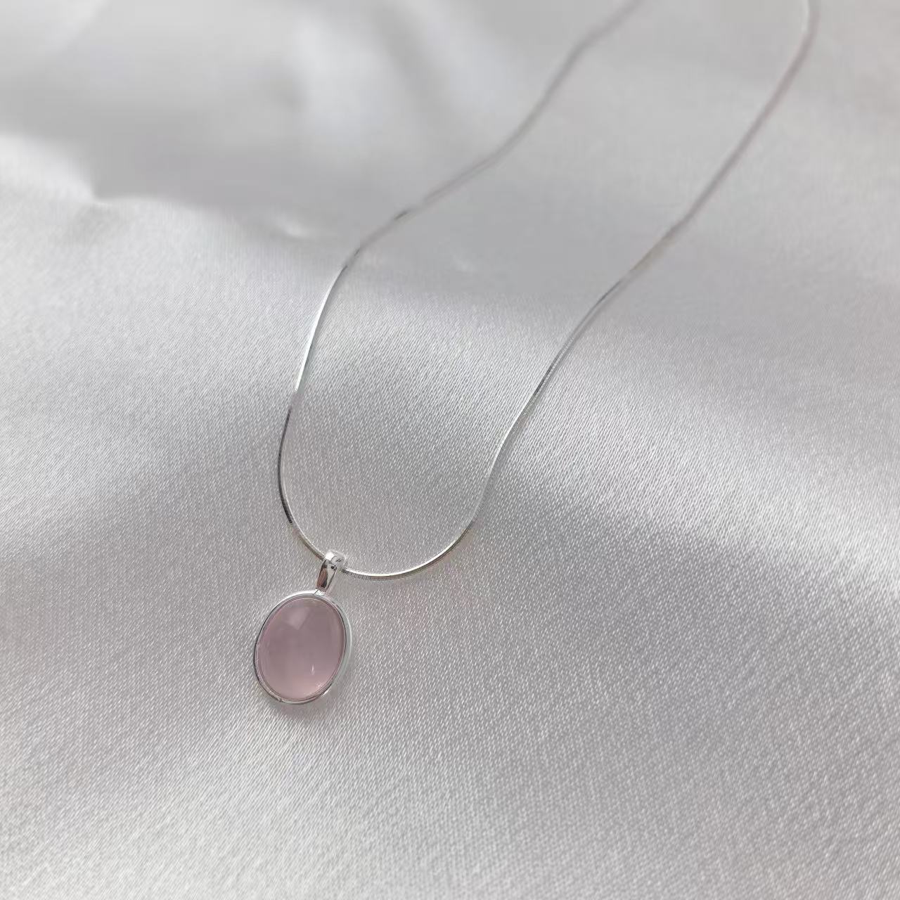 Pink Chalcedony S925 Sterling Silver Necklace