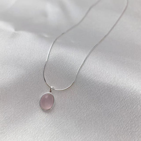 Natural Pink Chalcedony S925 Sterling Silver SET
