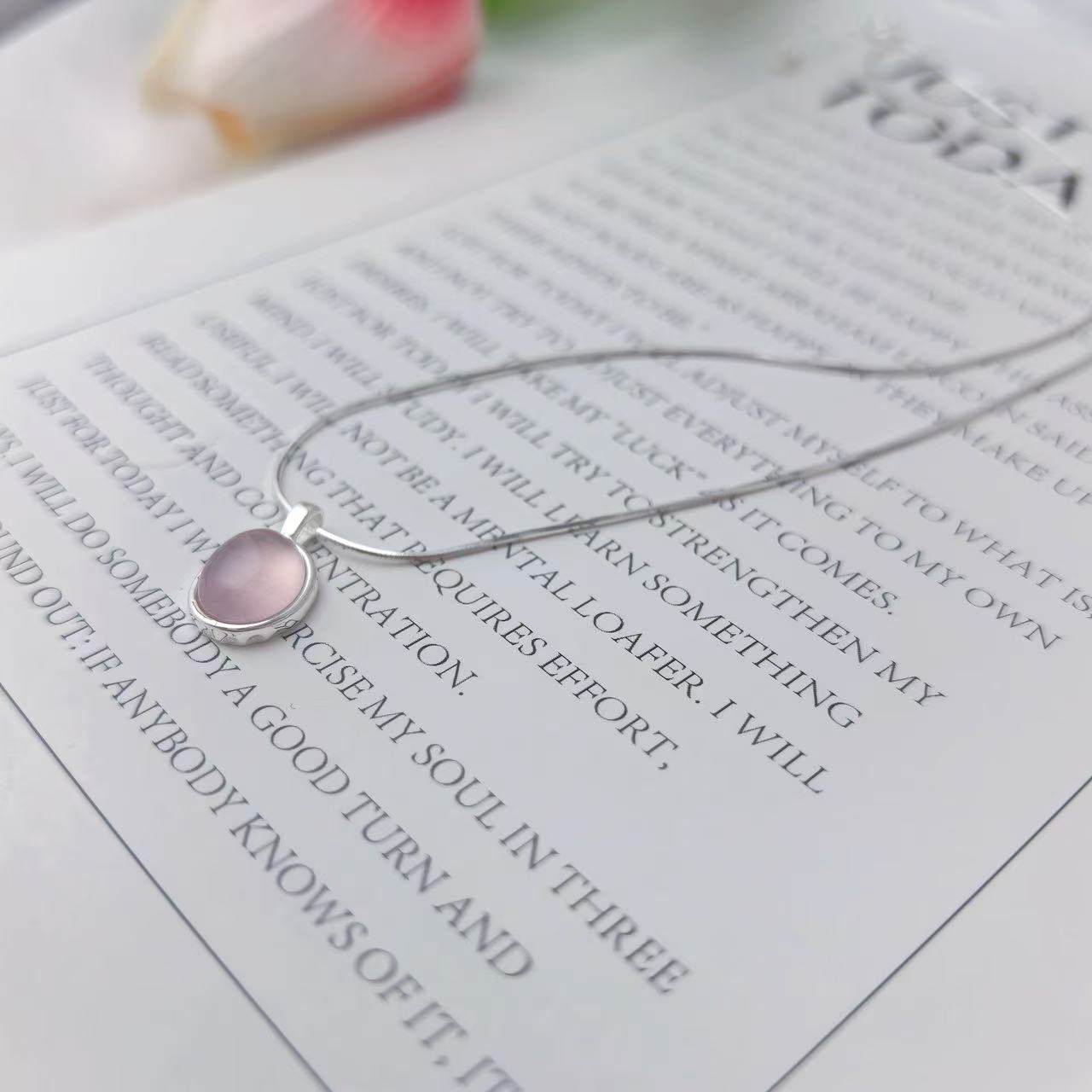 Pink Chalcedony S925 Sterling Silver Necklace
