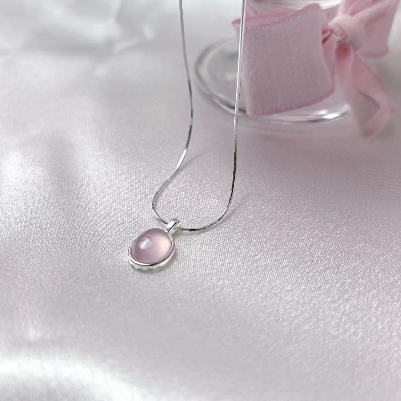 Pink Chalcedony S925 Sterling Silver Necklace