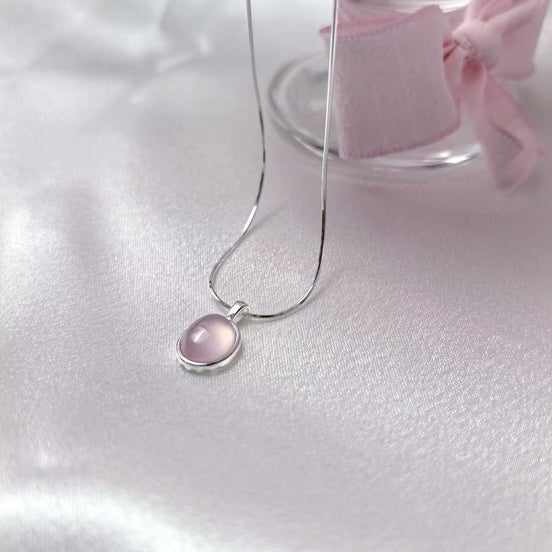 Pink Chalcedony S925 Sterling Silver Necklace