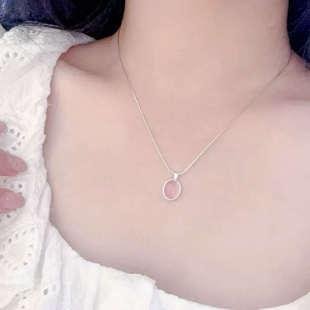 Pink Chalcedony S925 Sterling Silver Necklace