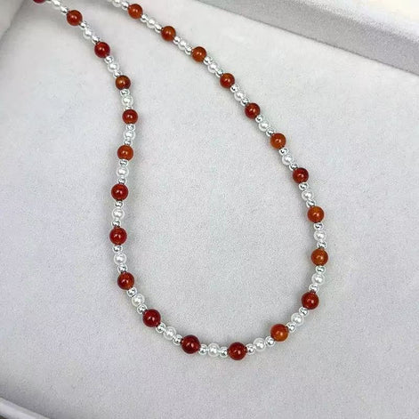 Red Agate Pearl Necklace