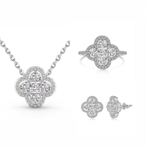 Silver Four-leaf Clover SET