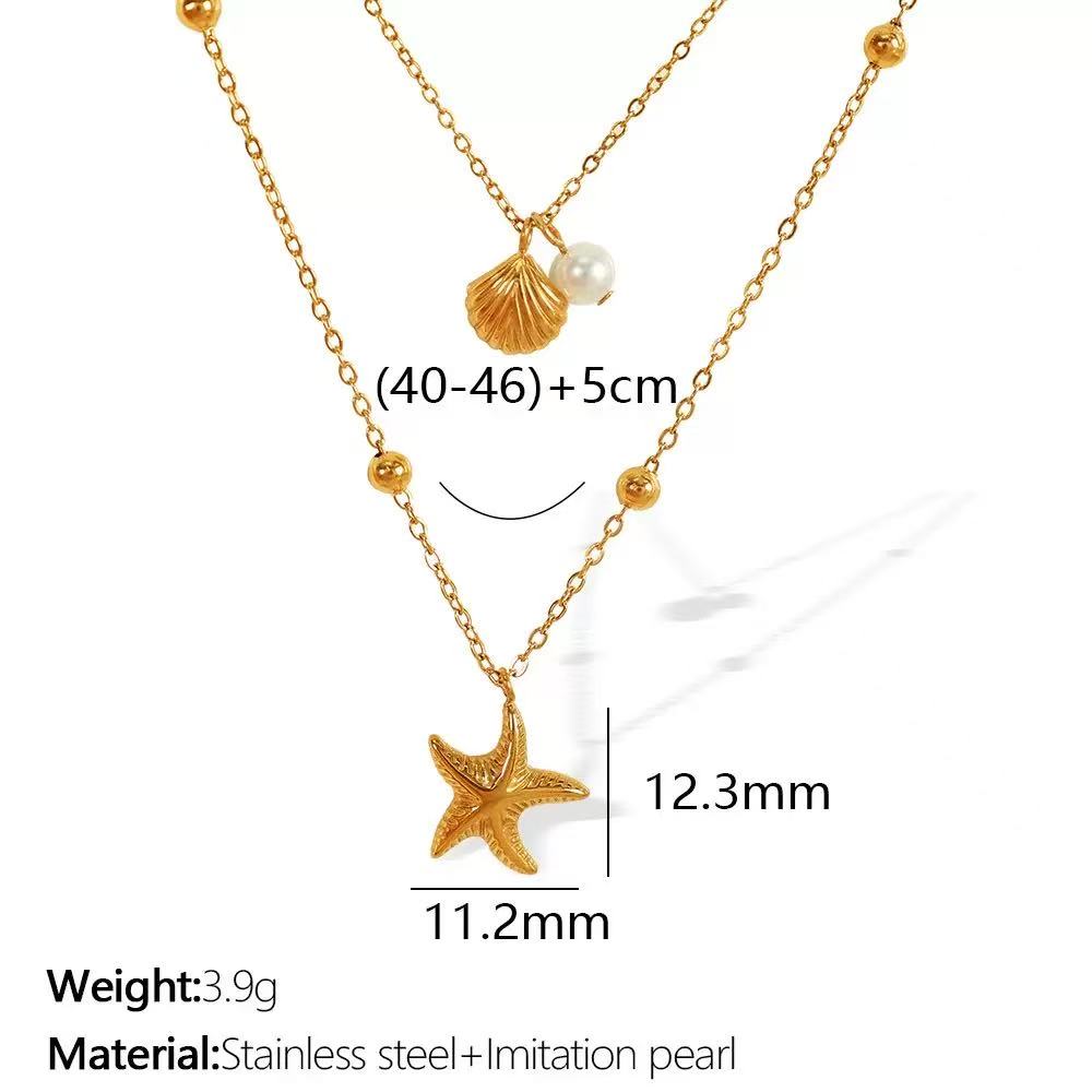 Starfish Shell Double Layer Necklace