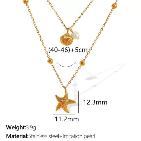 Starfish Shell Double Layer Necklace