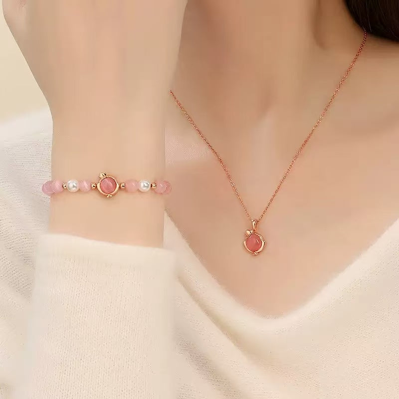 Cat Eye Stone Pearl Bracelet