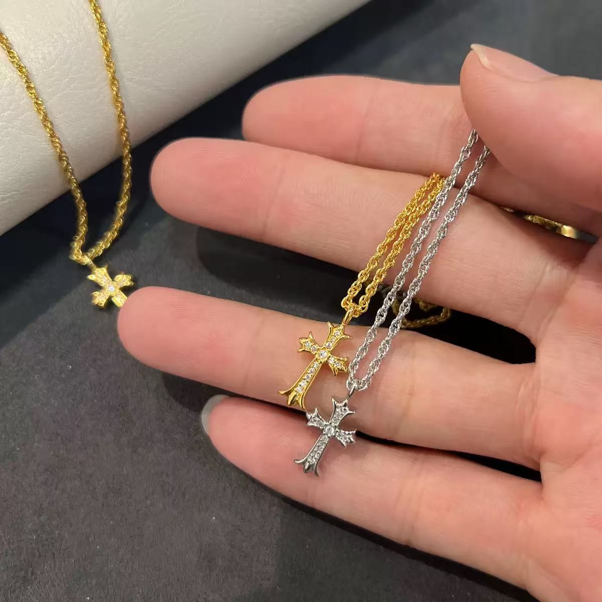 Cross Necklace Plated with 18K Gold