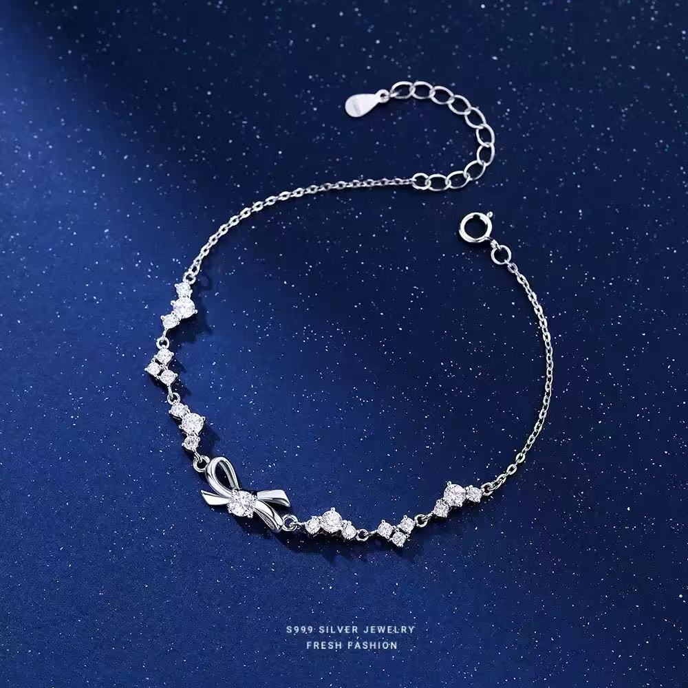 S999 Sterling Silver Bow Bracelet