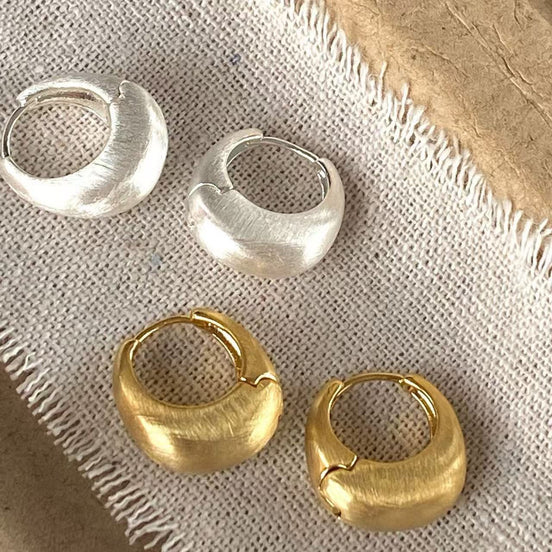 18K Gold Plated Matte Brushed  Earring