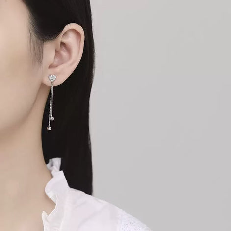 Heart Tassel S925 Sterling Silver Earring
