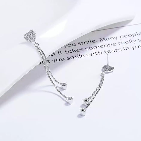 Heart Tassel S925 Sterling Silver Earring