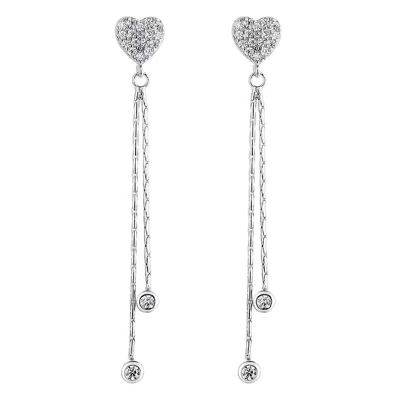 Heart Tassel S925 Sterling Silver Earring